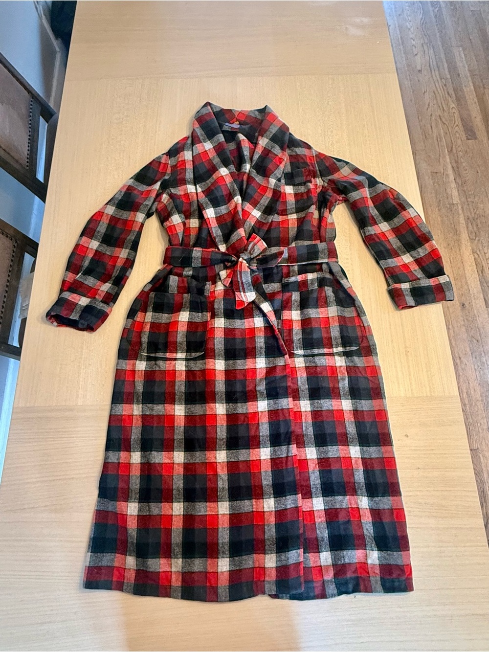 Pendleton 100% Virgin Wool Plaid Tartan Robe Smoking Jacket Red Green Checkered